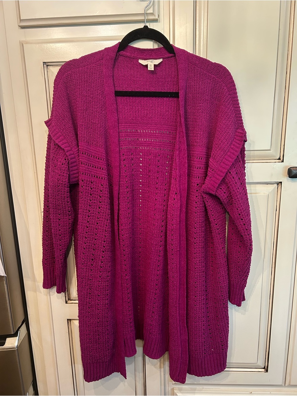 Terra & Sky Open-Front Fuchsia Knit Cardigan